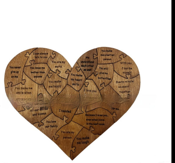 Reasons Why I Love You Wooden Heart Puzzle Romantic Love Jigsaw Puzzle Wedding Anniversary For Wife Husband Birthday Gifts Valentine's Day Gift - Image 3