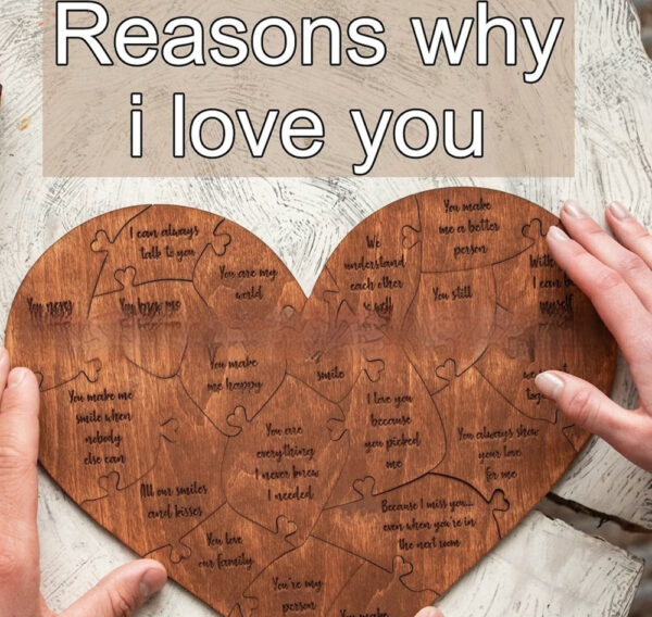 Reasons Why I Love You Wooden Heart Puzzle Romantic Love Jigsaw Puzzle Wedding Anniversary For Wife Husband Birthday Gifts Valentine's Day Gift - Image 9