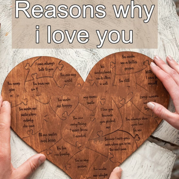 Reasons Why I Love You Wooden Heart Puzzle Romantic Love Jigsaw Puzzle Wedding Anniversary For Wife Husband Birthday Gifts Valentine's Day Gift - Image 10